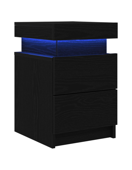 Comodino  con luci LED 2 pezzi Rovere nero 35x39x55 cm