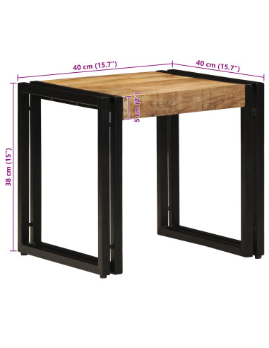 Tavolino da salotto 40 x 40 x 38 cm Legno di mango massello