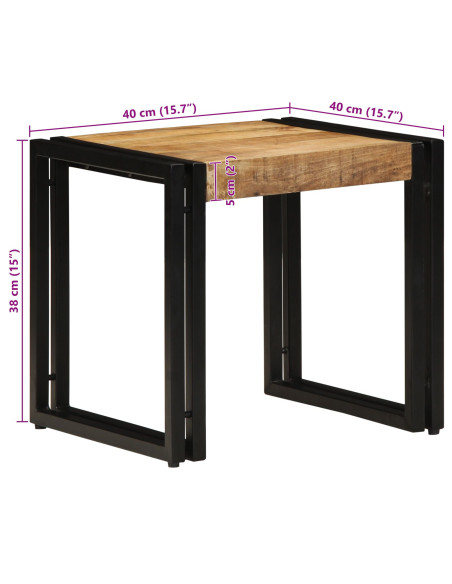 Tavolino da caffè 40x50x38 cm in legno massello grezzo di mango