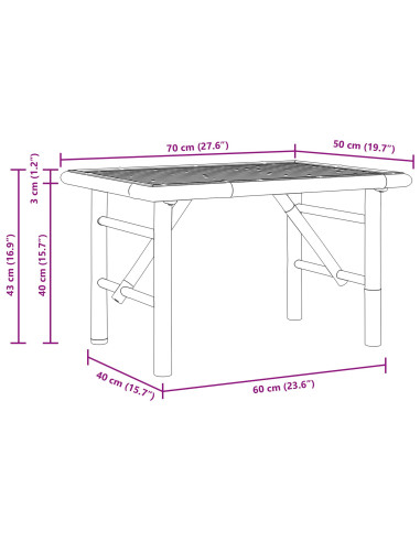 Tavolino da salotto Marrone 70 x 40 x 36 cm Bambù