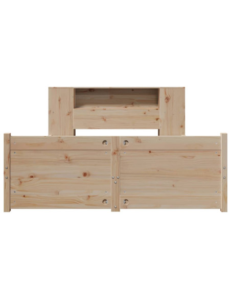 Letto Libreria senza Materasso 140x190 cm in Legno di Pino