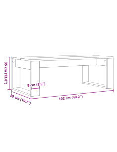 Tavolino da salotto Rovere Nero 102 x 50 x 35 cm 2