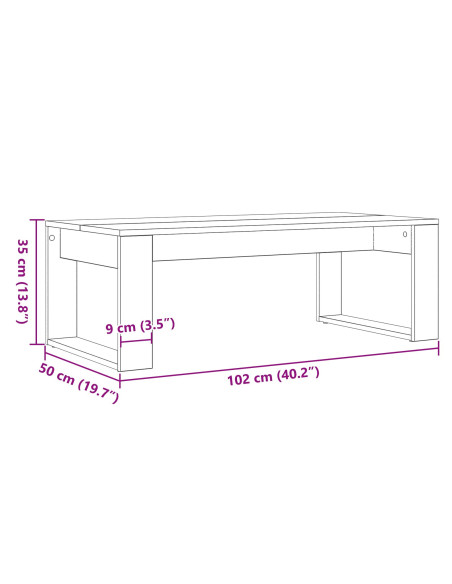 Tavolino da caffè in rovere nero 102x50x35 cm in legno ingegnerizzato