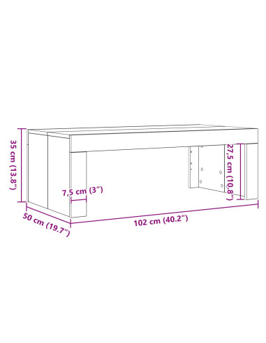 Tavolino da salotto Rovere Nero 102 x 50 x 35 cm