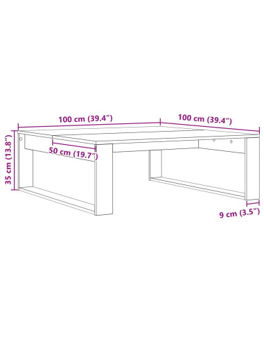 Tavolino da salotto Rovere Nero 100 x 100 x 35 cm