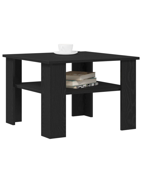 Tavolino da caffè nero in Rovere 60x60x42 cm in legno ingegnerizzato