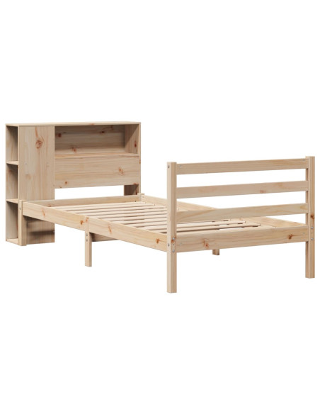 Letto Libreria senza Materasso 90x190 cm Legno Massello Pino