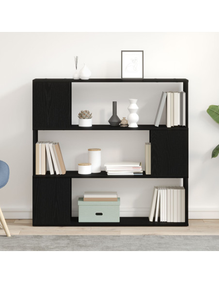 Libreria  Nera in Rovere 100x24x94 cm in Legno Ingegnerizzato