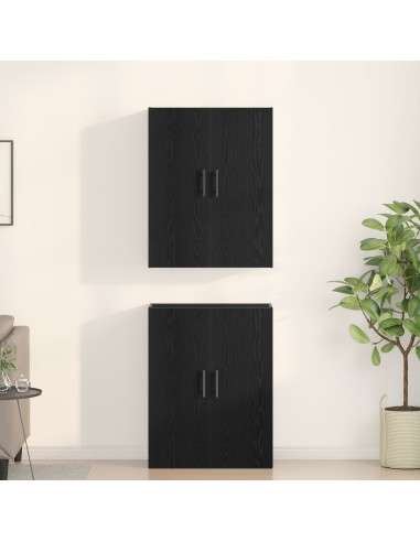 Mobiletto a muro 2 pcs Rovere Nero 69,5 x 34 x 90 cm