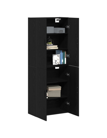 Cabinetti  2 pcs Nero Rovere 69,5x34x180 cm Legno ingegnerizzato