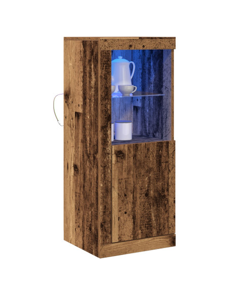 Sideboard  con luci LED in legno antico 41x37x100 cm