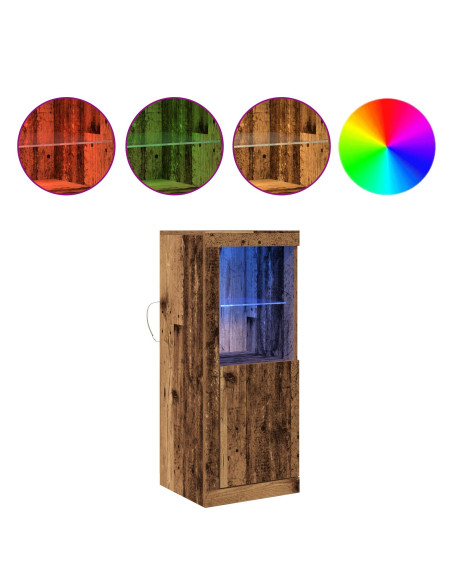 Sideboard  con luci LED in legno antico 41x37x100 cm