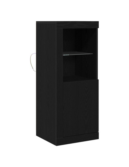 Credenza con luci LED Rovere Nero 41x37x100 cm