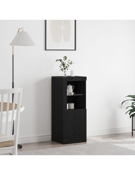 Credenza con luci LED Rovere Nero 41x37x100 cm