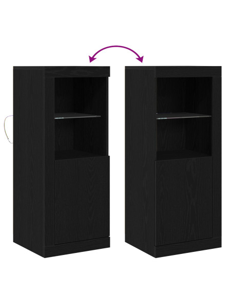 Credenza con luci LED Rovere Nero 41x37x100 cm