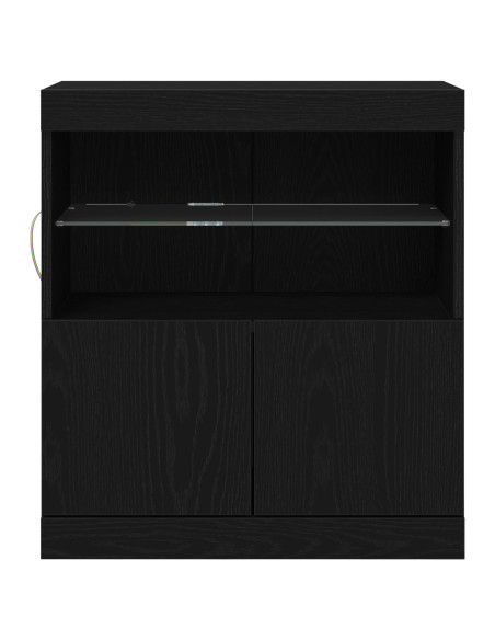 Mobile con luci LED Nero Rovere 60x37x67 cm