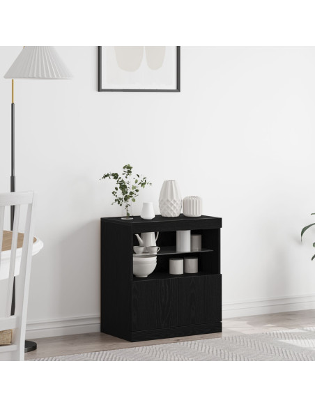 Mobile con luci LED Nero Rovere 60x37x67 cm