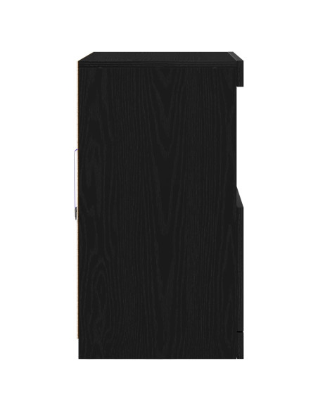Mobile con luci LED Nero Rovere 60x37x67 cm