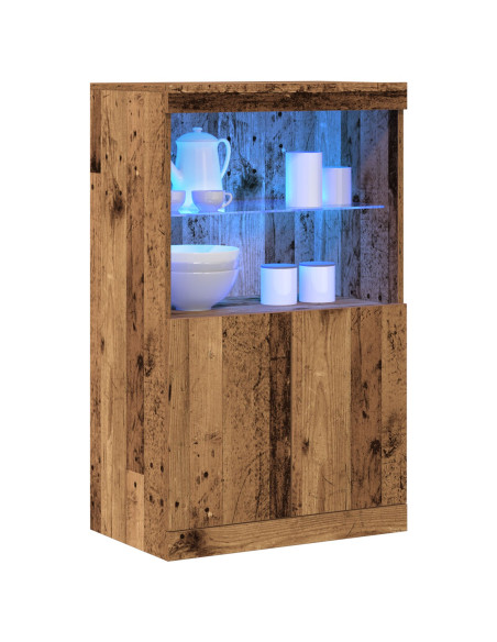 Sideboard con Luci LED Legno Antico 60x37x100 cm
