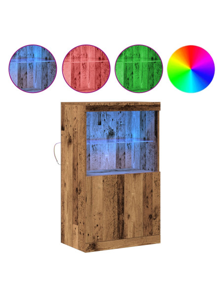 Sideboard con Luci LED Legno Antico 60x37x100 cm