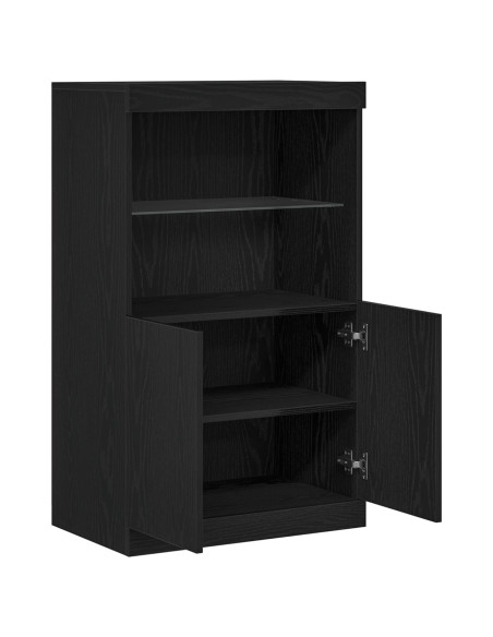 Sideboard con luci LED Rovere Nero 60x37x100 cm