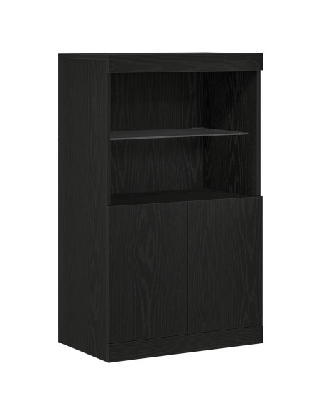 Sideboard con luci LED Rovere Nero 60x37x100 cm