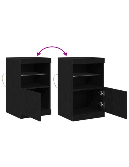 Mobile con luci LED Rovere Nero 41x37x67 cm