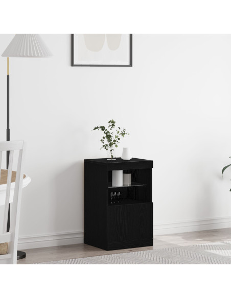 Mobile con luci LED Rovere Nero 41x37x67 cm