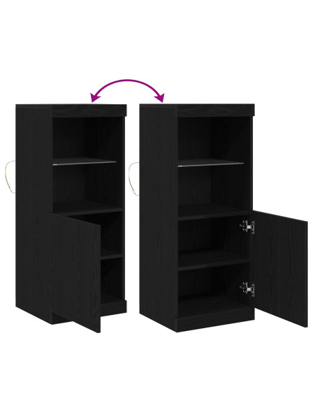 sideboard  con luci LED rovere nero 41x37x100 cm