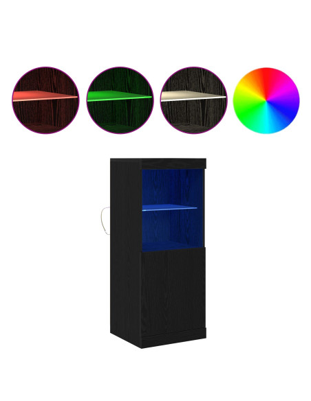 sideboard  con luci LED rovere nero 41x37x100 cm
