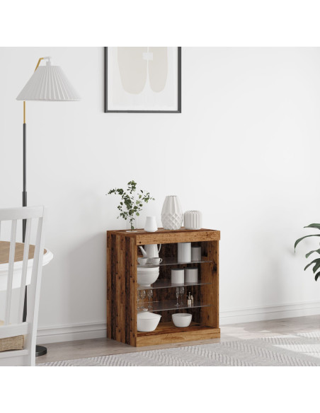 Sideboard con luci LED Legno Antico 60,5x37x67 cm