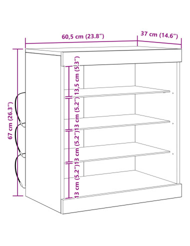 Madia LED Rovere artigianale 60,5 x 37 x 67 cm