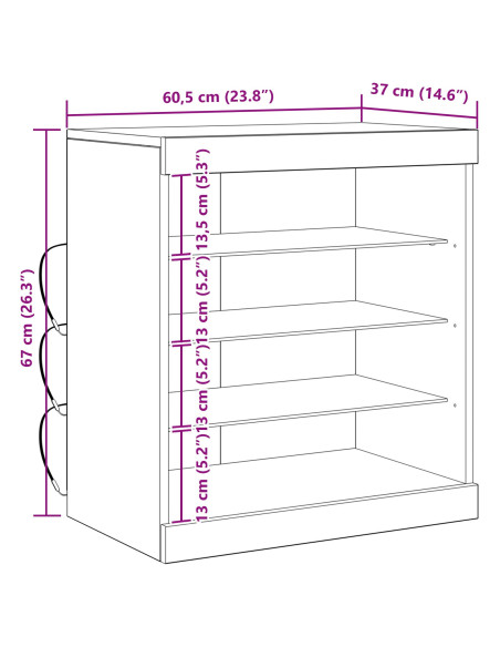 Madia LED Rovere artigianale 60,5 x 37 x 67 cm