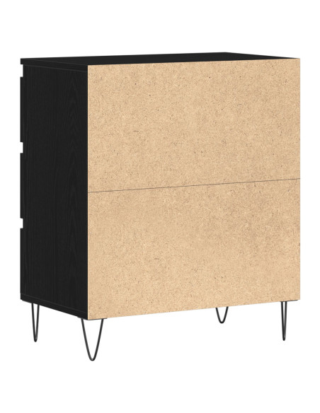 Mobile con Cassetti  Nero Rovere 60x35x70 cm Legno Ingenerizzato