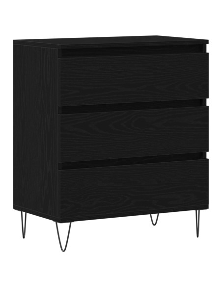 Mobile con Cassetti  Nero Rovere 60x35x70 cm Legno Ingenerizzato