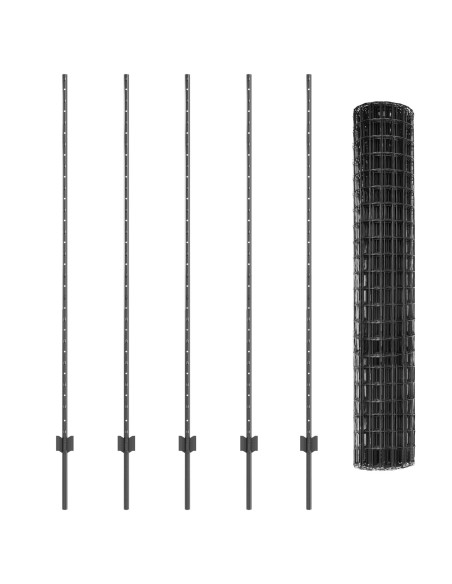 Euro Fence con 10 U Posts Grigio 1.5x10 m Acciaio