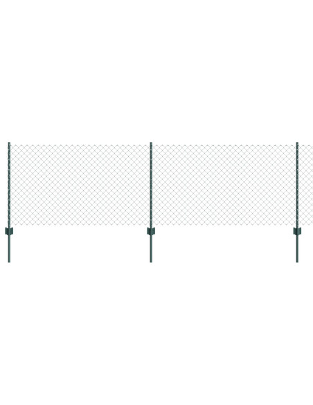 Recinzione a Rete Metallica con 22 Paletti U Verde 0.8x25 m in Acciaio