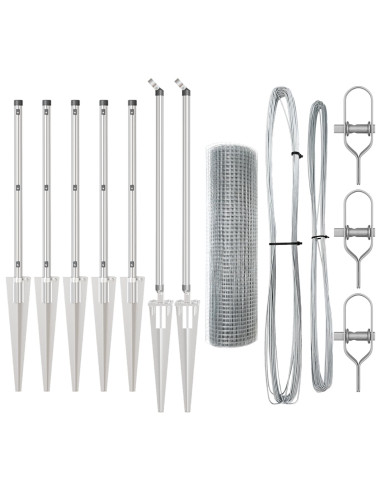 Palo della recinzione Argento 10 x 0,8 m (rete 12 x 12 mm)