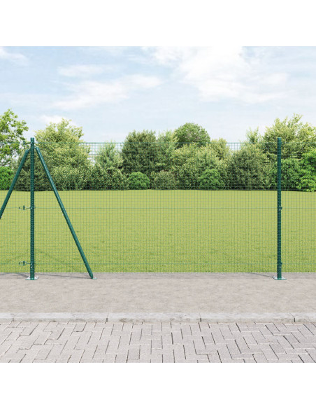 Recinto a Filo Saldato  con 13 Pali Flangiati Verde 1.2x50 m Acciaio