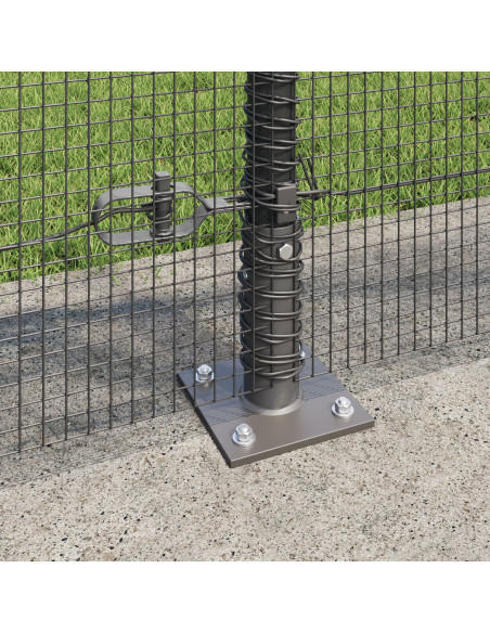 Recinzione in Rete Saldata  con 13 Pali Flangiati Grigia 1.6x25 m Acciaio