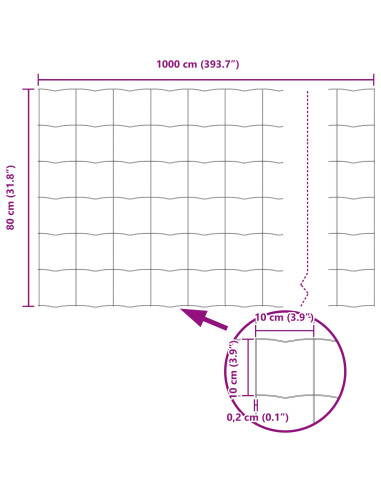 Recinzione con Posto Verde 0,8 x 10 m Acciaio