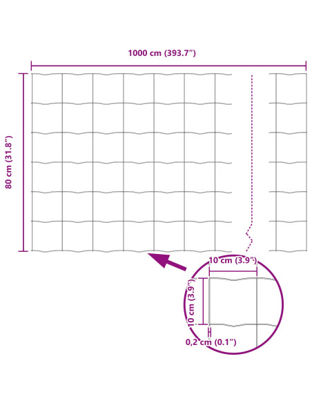 Recinzione con Posto Verde 0,8 x 10 m Acciaio