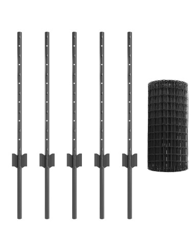 Recinzione con Posto Grigio 0,6 x 10 m Acciaio e PVC