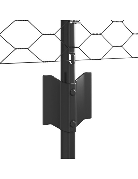Pali per Recinzione  11 pz U-Channel Grigio 80 cm Acciaio, Recinzione Esagonale  Grigio 0.8x100 m Acciaio
