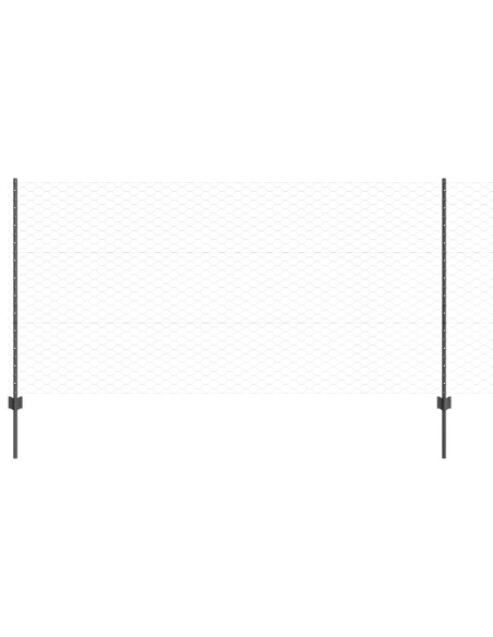 Posti per Recinzione 22 pz U-Channel Grigio 120 cm Acciaio,  Recinzione Esagonale Grigia 1,2x100 m Acciaio