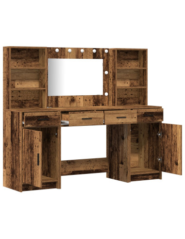 Set da tavolo da trucco con LED con porta 3 pcs Legno vecchio