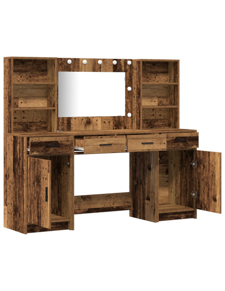 Set da tavolo da trucco con LED con porta 3 pcs Legno vecchio