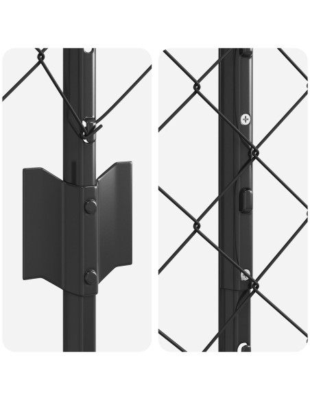 Recinzione con Posto Grigio 1 x 10 m Acciaio e PVC