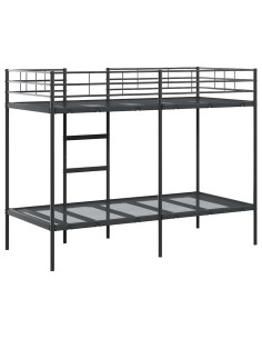 Letto a Castello senza Materasso Nero 90x190 cm in Acciaio 2