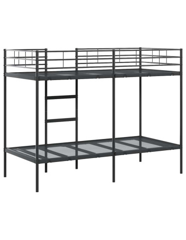 Letto a Castello senza Materasso Nero 90x190 cm in Acciaio